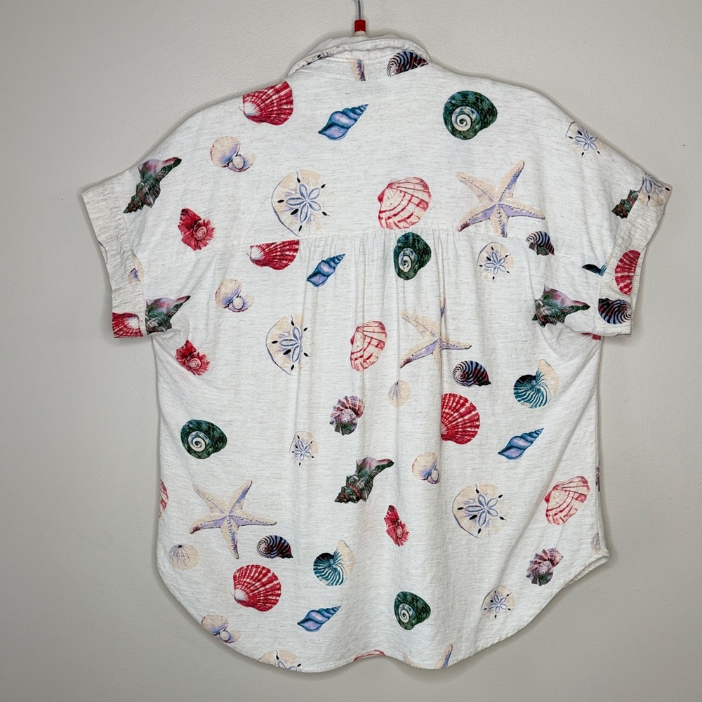 Jane and Delancey Seashell Print Linen Blend Top Size L - Picture 6 of 9